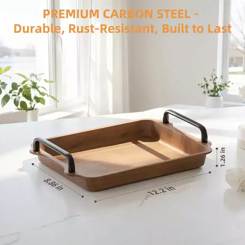 2-Tier / 3-Tier Stainless Steel & Wood Serving Rack with Handles