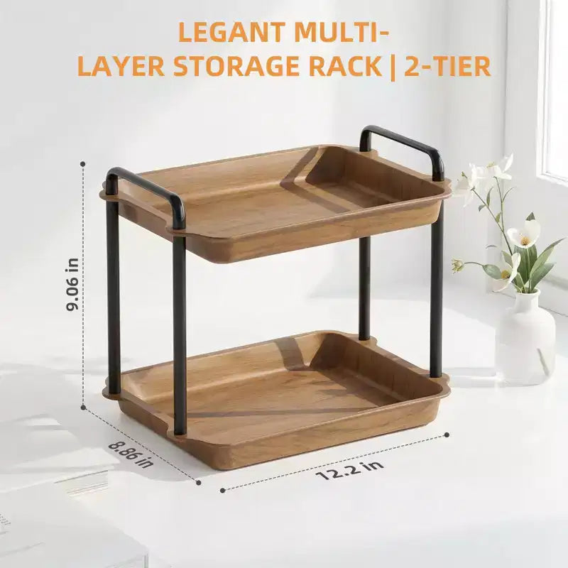 2-Tier / 3-Tier Stainless Steel & Wood Serving Rack with Handles