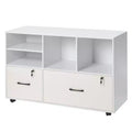 VEVOR 2 Drawer Wooden File Cabinet, Mobile Filing Cabinet with Open Shelves, Lockable Lateral Rolling File Storage with Adjustable Shelves, White