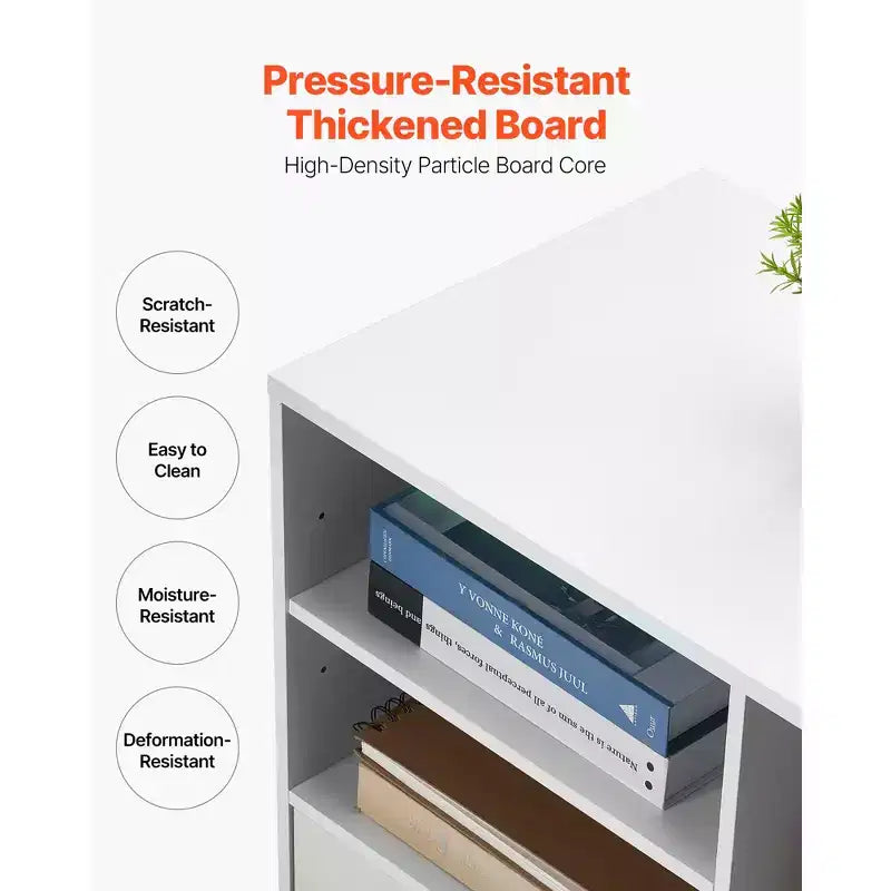 2 Drawer Wooden File Cabinet, Mobile Filing Cabinet with Open Shelves, Lockable Lateral Rolling File Storage with Adjustable Shelves, White