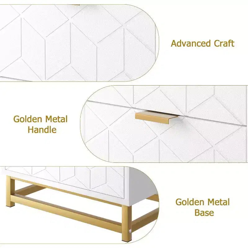 6 Drawer Dresser with Wide Storage, Wood Dressers & chests of Drawers with Metal Legs, Modern Dresser Chest Organizer for Bedroom, Living Room