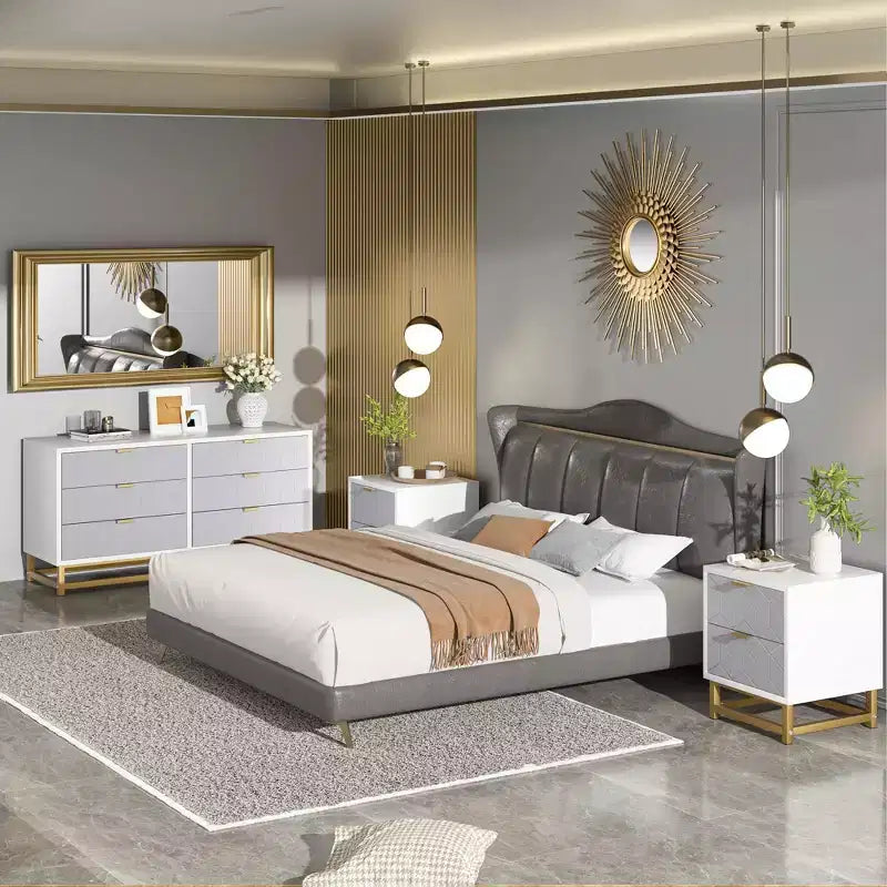 6 Drawer Dresser with Wide Storage, Wood Dressers & chests of Drawers with Metal Legs, Modern Dresser Chest Organizer for Bedroom, Living Room