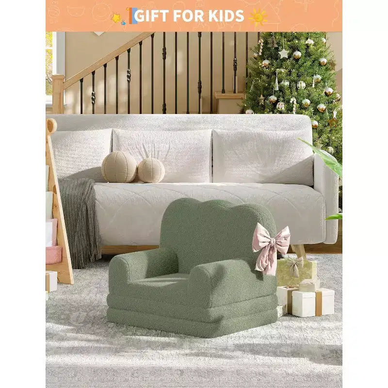 2-in-1 Comfy Toddler Couch Fold Out, Convertible Sofa to Lounger Foam Chair, Gift for Girls and Boys