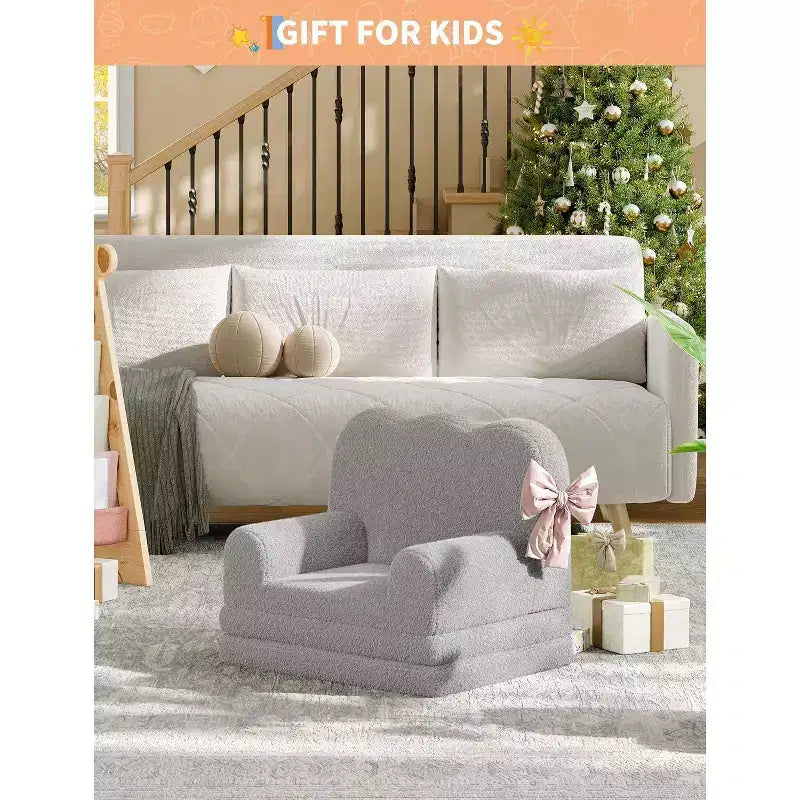 2-in-1 Comfy Toddler Couch Fold Out, Convertible Sofa to Lounger Foam Chair, Gift for Girls and Boys