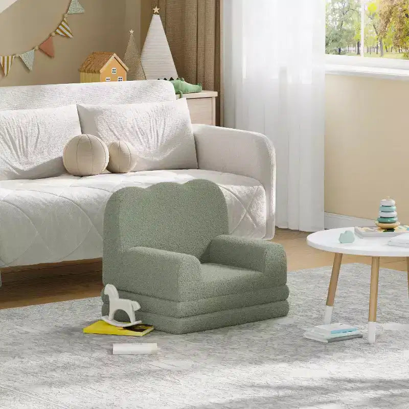 2-in-1 Comfy Toddler Couch Fold Out, Convertible Sofa to Lounger Foam Chair, Gift for Girls and Boys