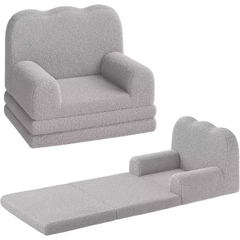 2-in-1 Comfy Toddler Couch Fold Out, Convertible Sofa to Lounger Foam Chair, Gift for Girls and Boys
