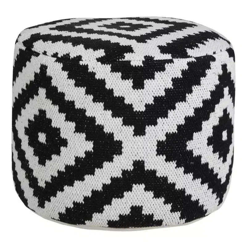 HomeRoots 18 Black Cylinder Geometric Pouf Ottoman