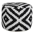HomeRoots 18 Black Cylinder Geometric Pouf Ottoman