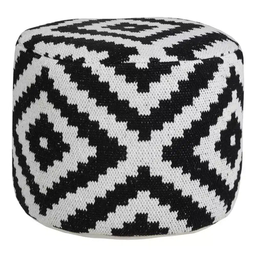 HomeRoots 18 Black Cylinder Geometric Pouf Ottoman