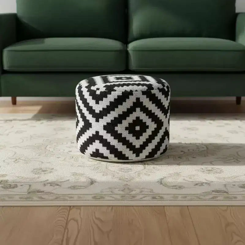 18 Black Cylinder Geometric Pouf Ottoman