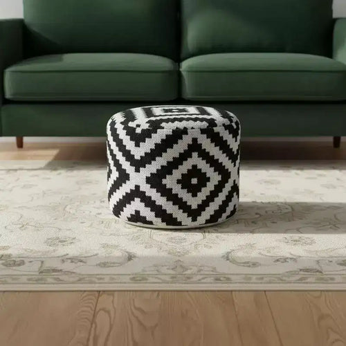18 Black Cylinder Geometric Pouf Ottoman