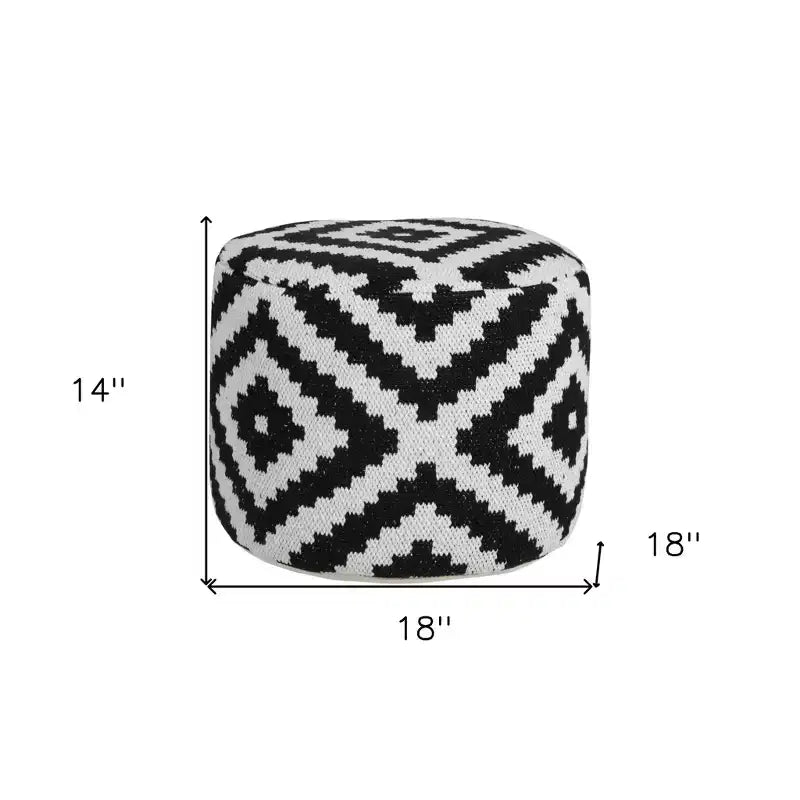 18 Black Cylinder Geometric Pouf Ottoman