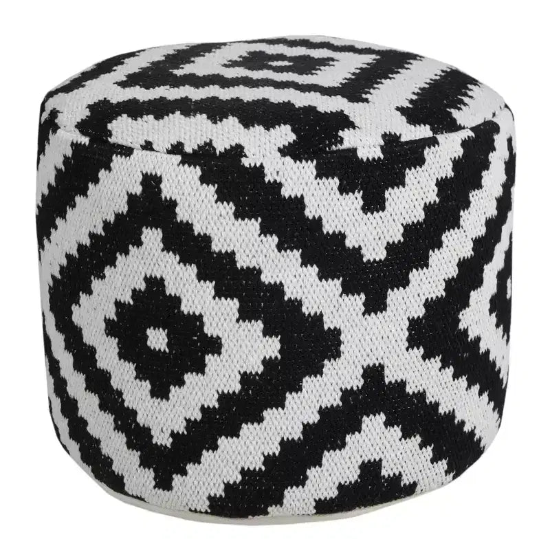 18 Black Cylinder Geometric Pouf Ottoman