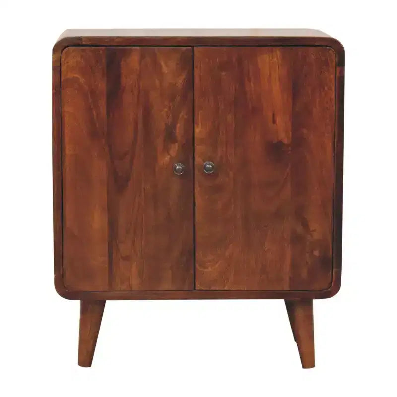 HomeRoots 26 Brown Solid Wood Accent Cabinet With Two Doors