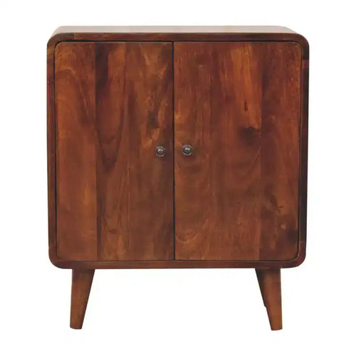 HomeRoots 26 Brown Solid Wood Accent Cabinet With Two Doors