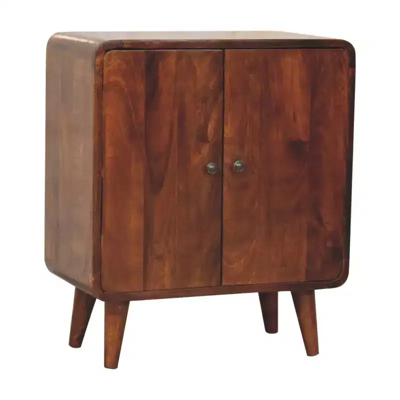 26 Brown Solid Wood Accent Cabinet With Two Doors