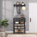 4-Tier Shoe Rack with 2 Drawers, Metal Shoe Organizer for 9 Pairs with Storage Shelves and Wooden Top, for Entryway, Hallway, Foyer, Closet