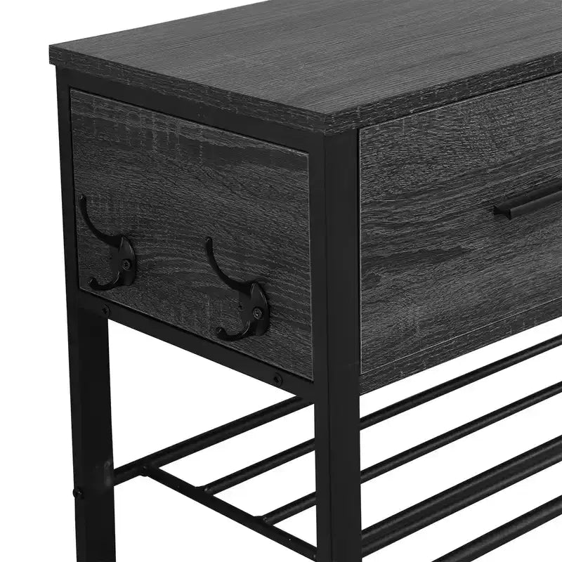 4-Tier Shoe Rack with 2 Drawers, Metal Shoe Organizer for 9 Pairs with Storage Shelves and Wooden Top, for Entryway, Hallway, Foyer, Closet