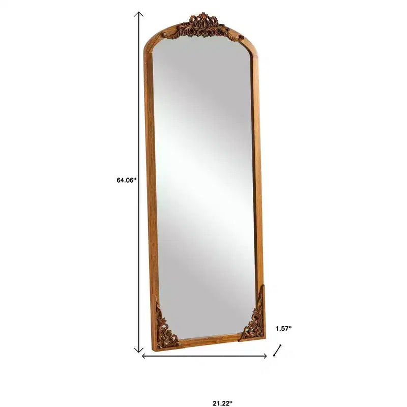 64 Brown Solid Wood Framed Full Length Mirror