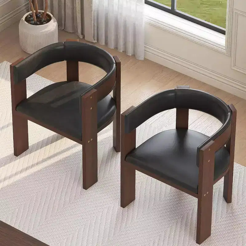 2pcs Mid Century Modern Dining Chairs, with Wood Frame & Curved Backrest for Living Room