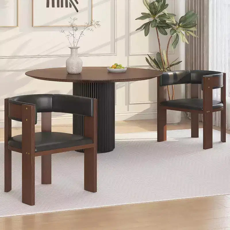 2pcs Mid Century Modern Dining Chairs, with Wood Frame & Curved Backrest for Living Room
