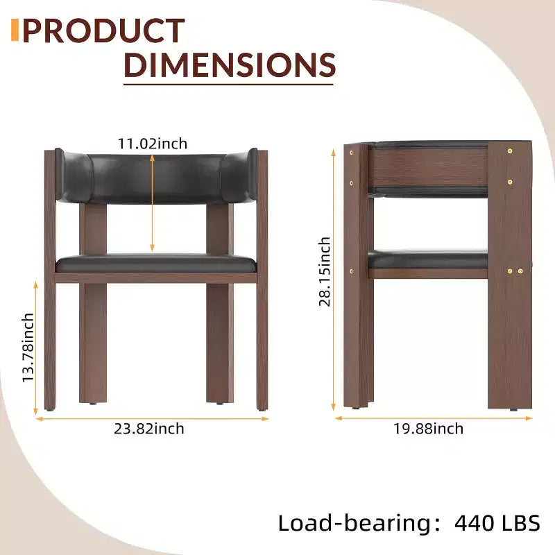 2pcs Mid Century Modern Dining Chairs, with Wood Frame & Curved Backrest for Living Room
