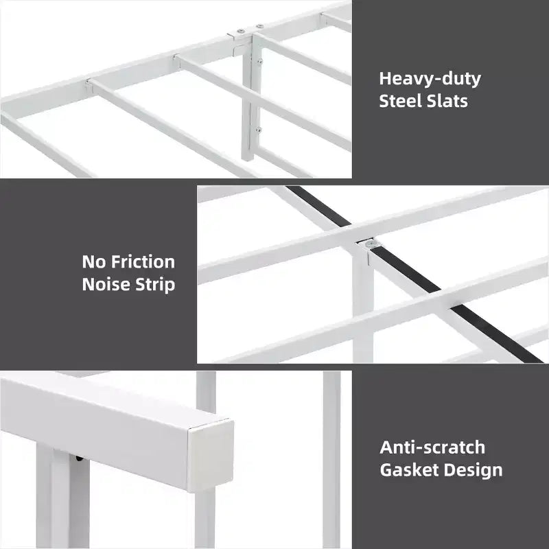 Bed Frame - Platform bed frame with headboard and footboard, 4 drawers, steel slat support base, no spring mattress required.