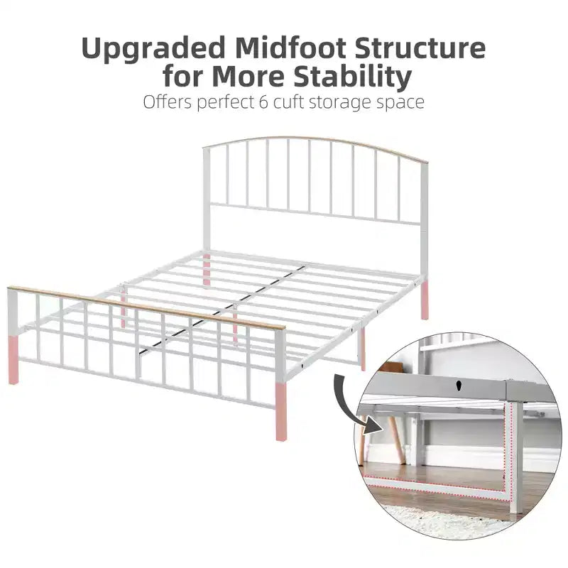 Bed Frame - Platform bed frame with headboard and footboard, 4 drawers, steel slat support base, no spring mattress required.