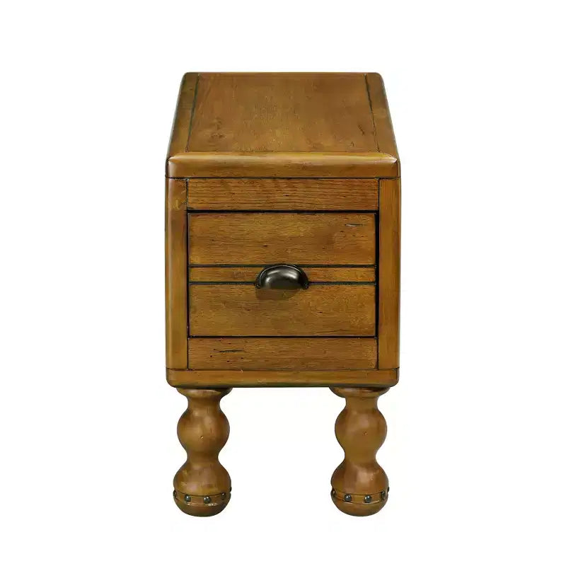Vintage Rectangle End Table with Drawer, End Table with Wooden Legs and Surface, Narrow Side Table for Small Space, Living Room