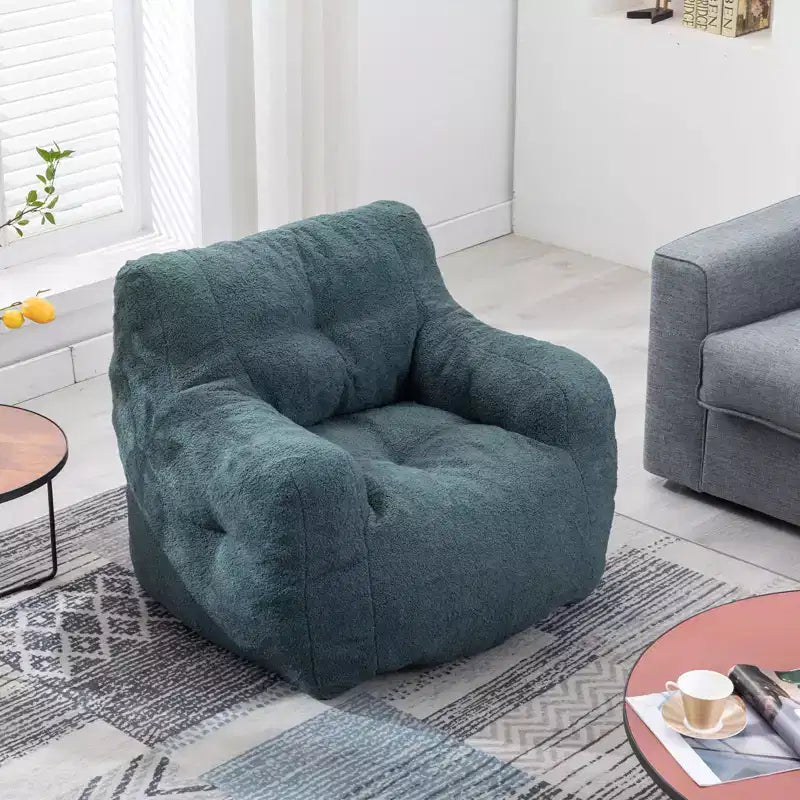 Tufted Bean Bag Chair with Filler, Fluffy Upholstered Lounger, Single Sofa for Living Room/Bedroom/Office