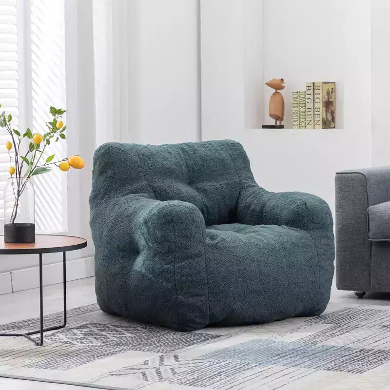 Tufted Bean Bag Chair with Filler, Fluffy Upholstered Lounger, Single Sofa for Living Room/Bedroom/Office