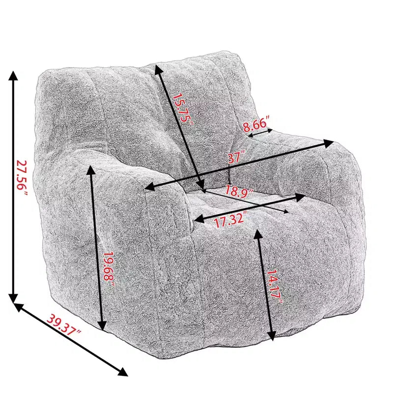 Tufted Bean Bag Chair with Filler, Fluffy Upholstered Lounger, Single Sofa for Living Room/Bedroom/Office