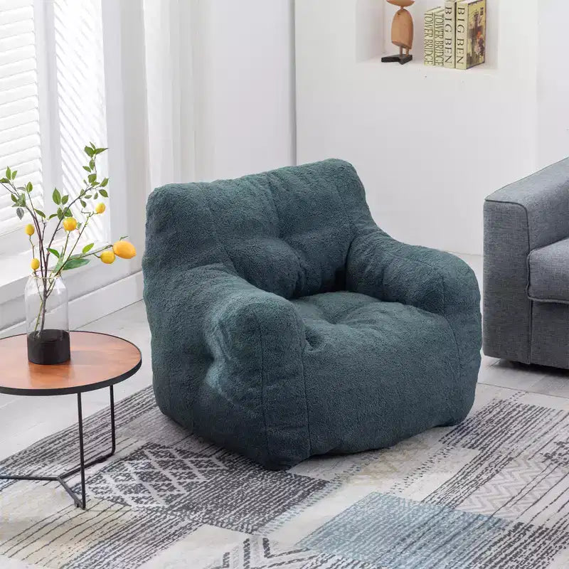 Tufted Bean Bag Chair with Filler, Fluffy Upholstered Lounger, Single Sofa for Living Room/Bedroom/Office