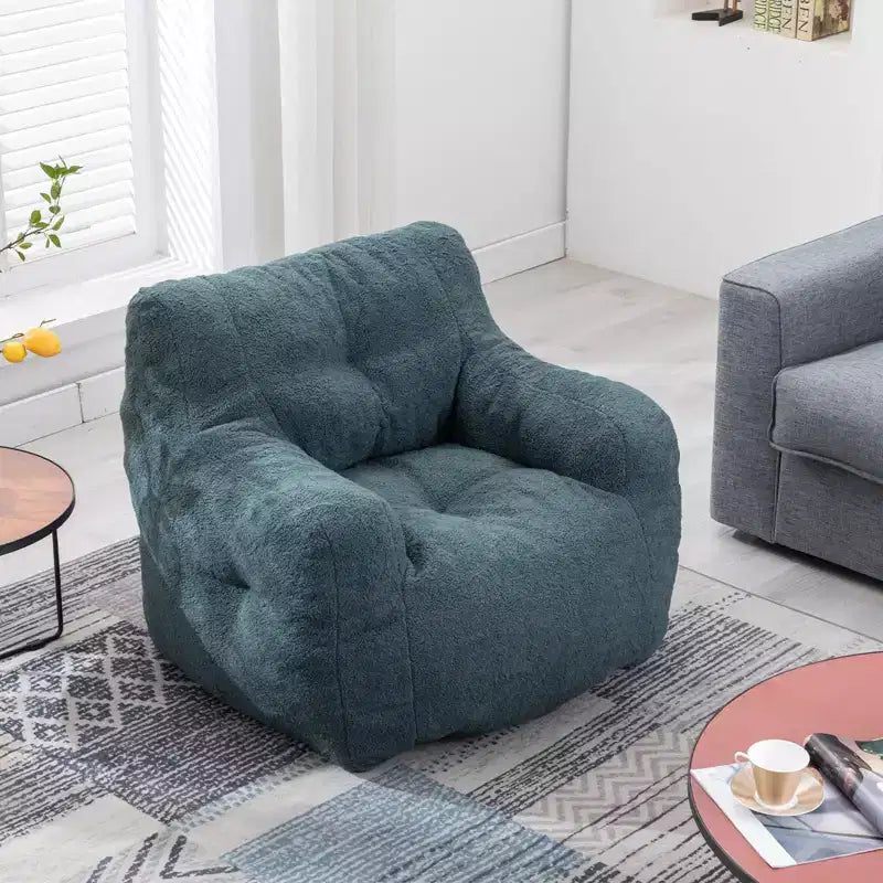 Tufted Bean Bag Chair with Filler, Fluffy Upholstered Lounger, Single Sofa for Living Room/Bedroom/Office