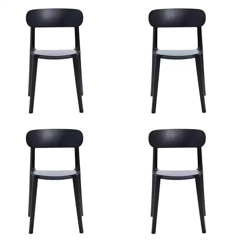 HomeRoots Set of Four Black Heavy Duty Plastic Dining Side Chairs