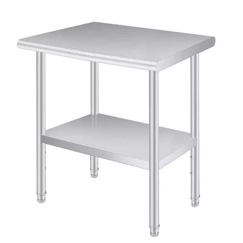 Stainless Steel Food Preparation Table with Rounded Corners, Adjustable Lower Shelf, Heavy-Duty Workbench with Adjustable Lower Shelf