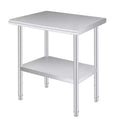 Stainless Steel Food Preparation Table with Rounded Corners, Adjustable Lower Shelf, Heavy-Duty Workbench with Adjustable Lower Shelf
