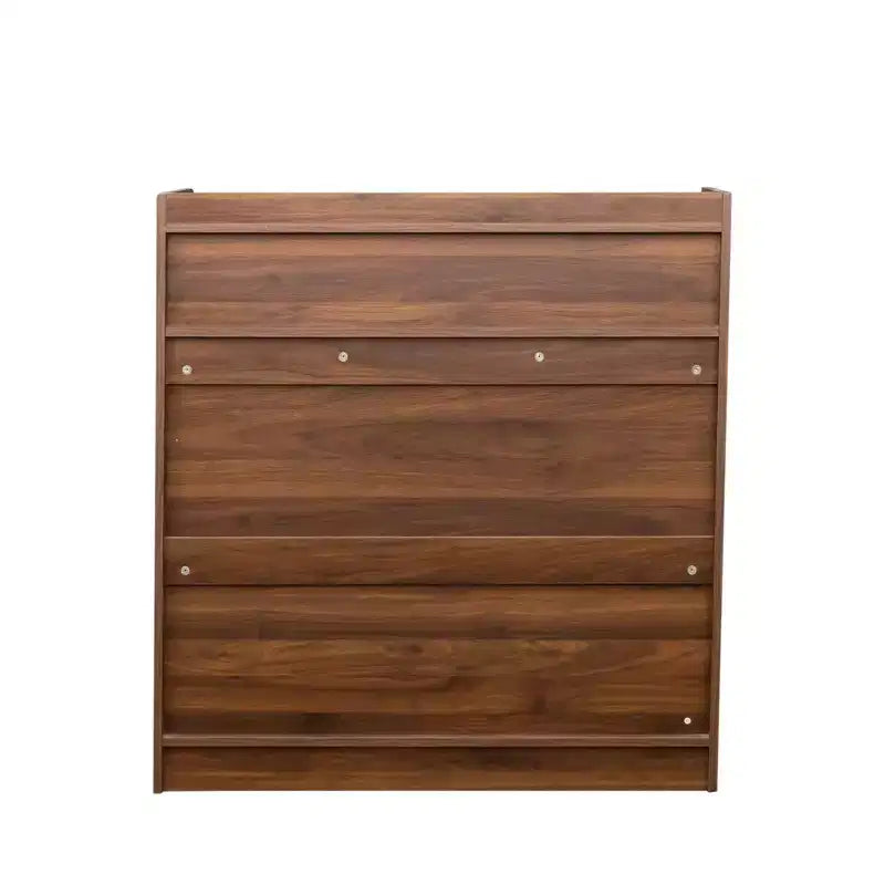 Modern extendable walnut dining table with storage space, easy assembly, rectangular design.