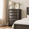Royal Hampton Tall Dresser Chest, 5 Drawers, Chrome Handles, Modern Dark Gray
