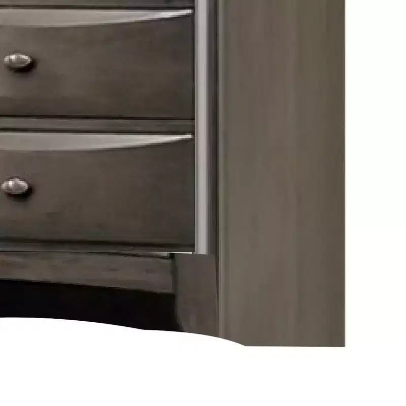 Tall Dresser Chest, 5 Drawers, Chrome Handles, Modern Dark Gray