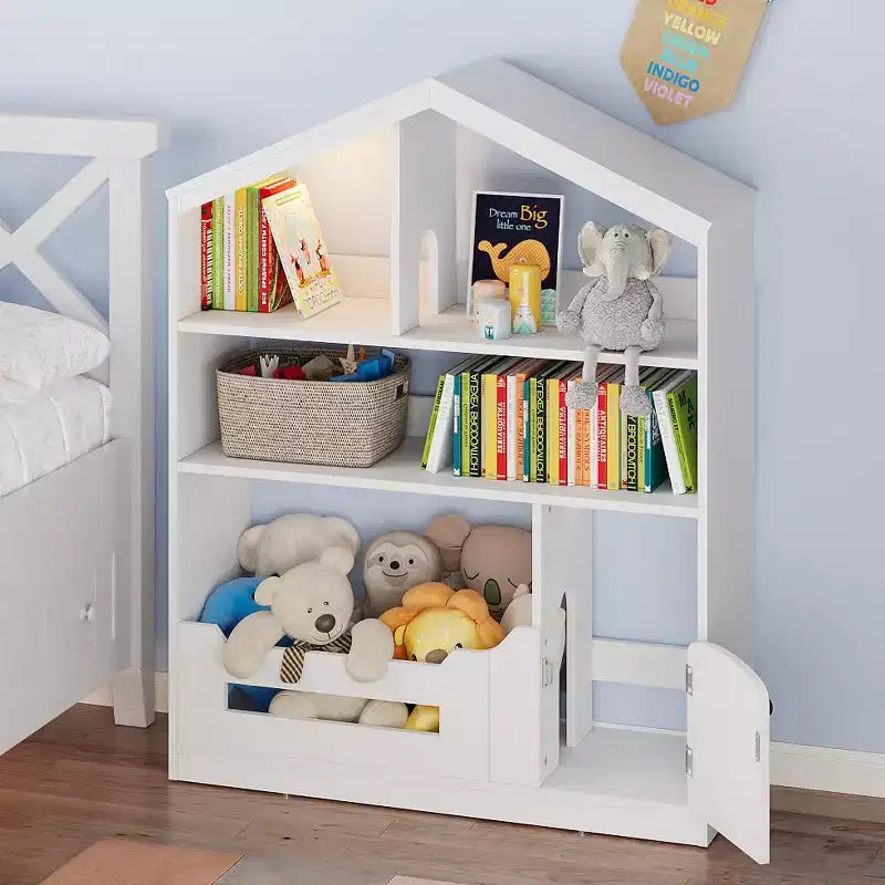 Kids Bookshelf with Light, Dollhouse Bookcase with Motion Sensor