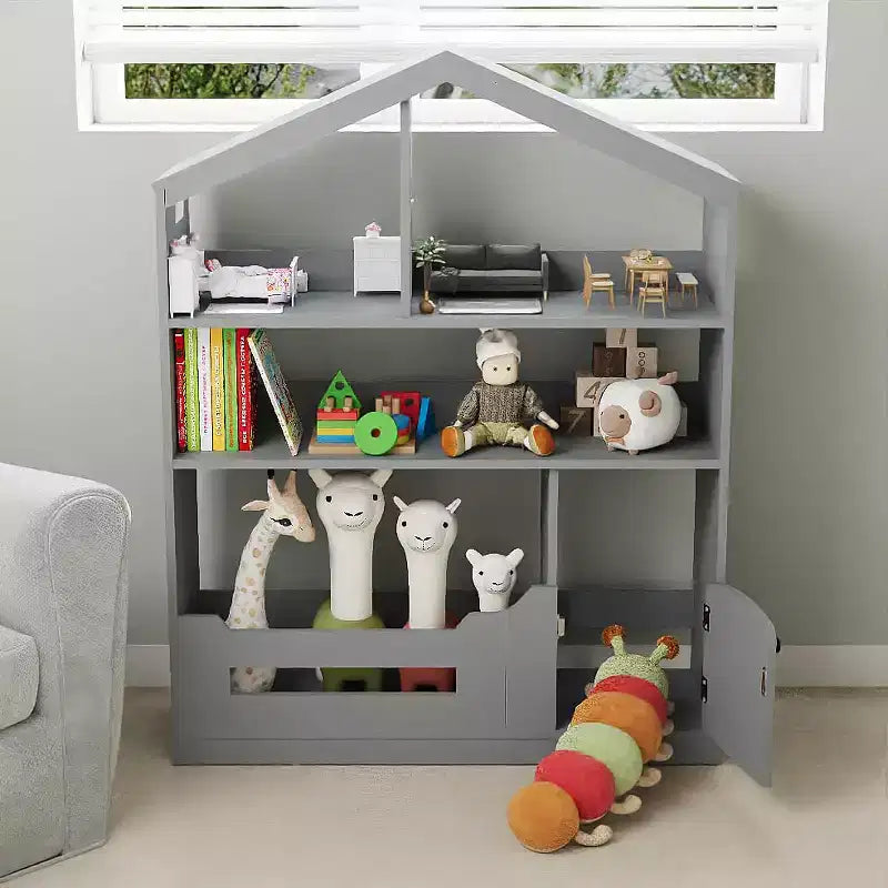 Kids Bookshelf with Light, Dollhouse Bookcase with Motion Sensor