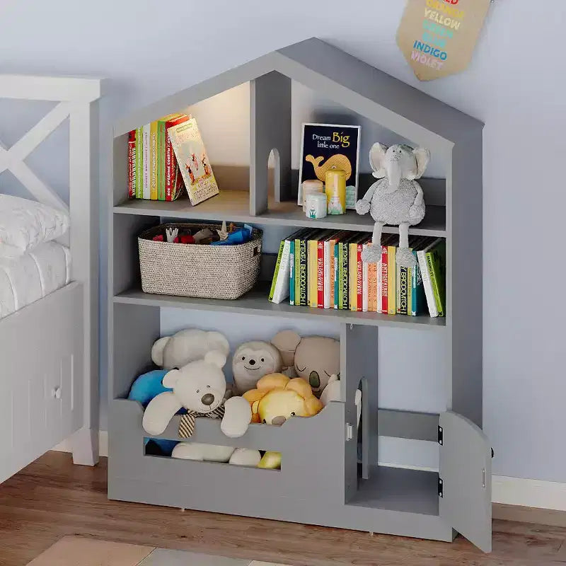 Kids Bookshelf with Light, Dollhouse Bookcase with Motion Sensor