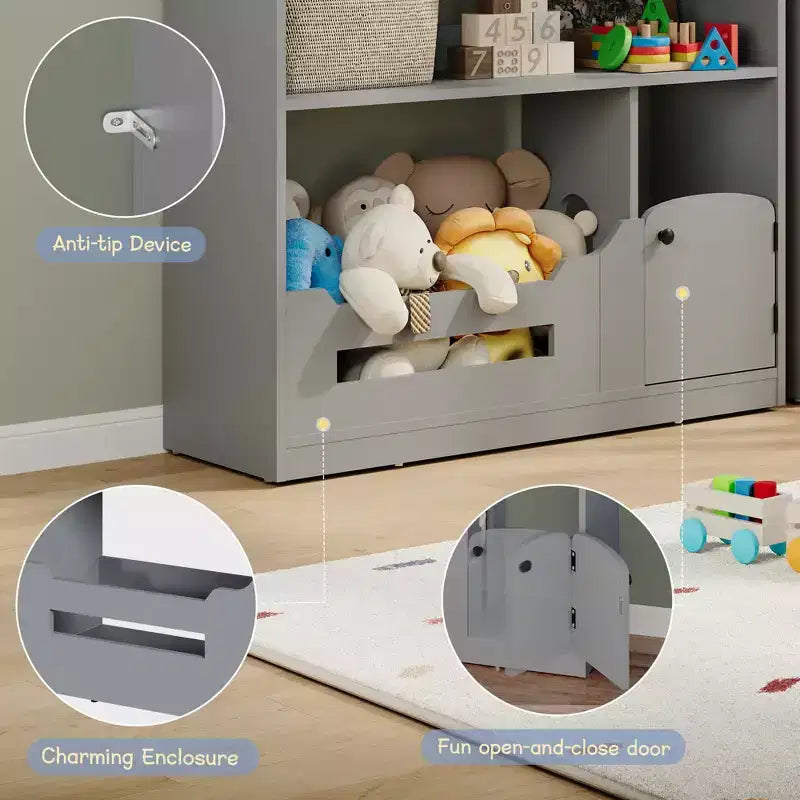 Kids Bookshelf with Light, Dollhouse Bookcase with Motion Sensor