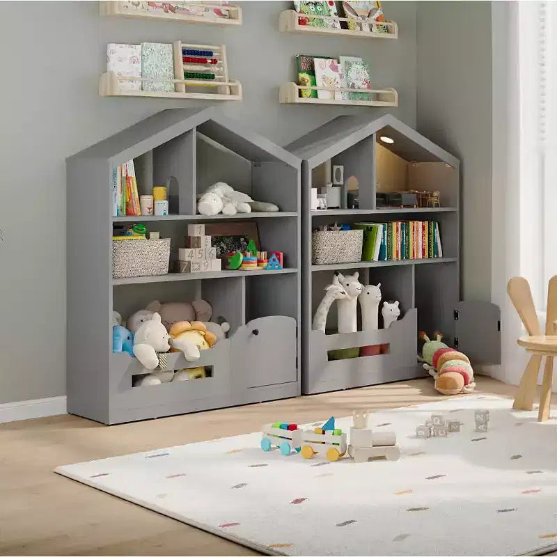 Kids Bookshelf with Light, Dollhouse Bookcase with Motion Sensor