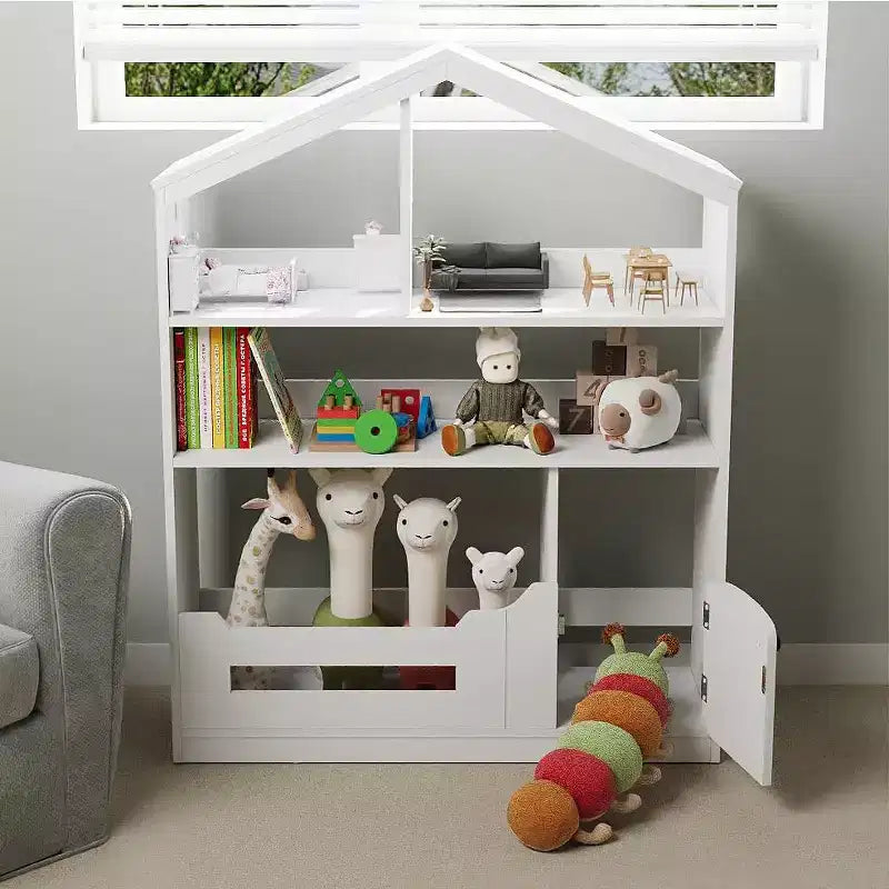 Kids Bookshelf with Light, Dollhouse Bookcase with Motion Sensor