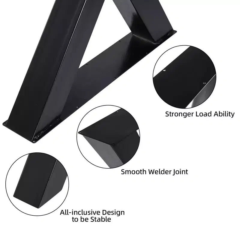 Set of 2 Steel Table Legs, X-Shaped Heavy Duty Dining Table Legs, Industrial-Style Furniture Support, Four Protective Floor Pads for Work Tables