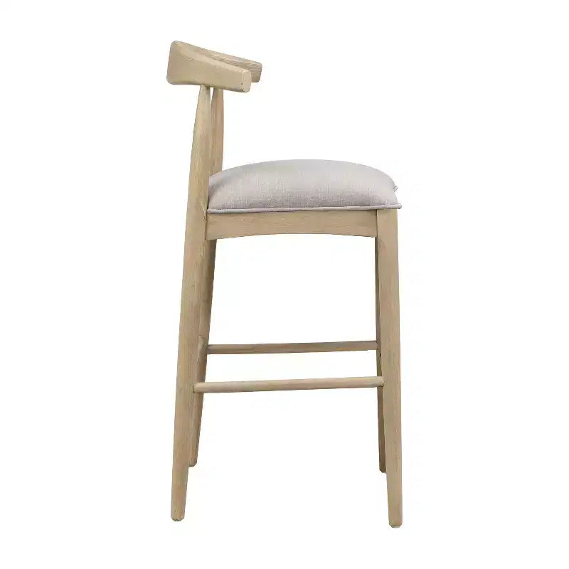 Mid-Century Modern Rubberwood Upholstered Bar Stools (Set of 2)