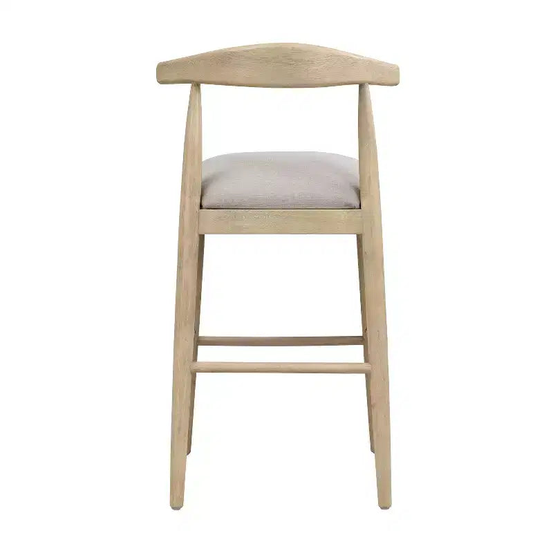 Mid-Century Modern Rubberwood Upholstered Bar Stools (Set of 2)