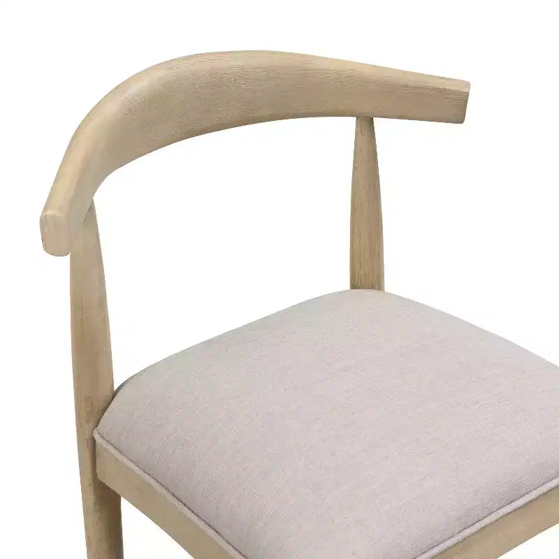 Mid-Century Modern Rubberwood Upholstered Bar Stools (Set of 2)